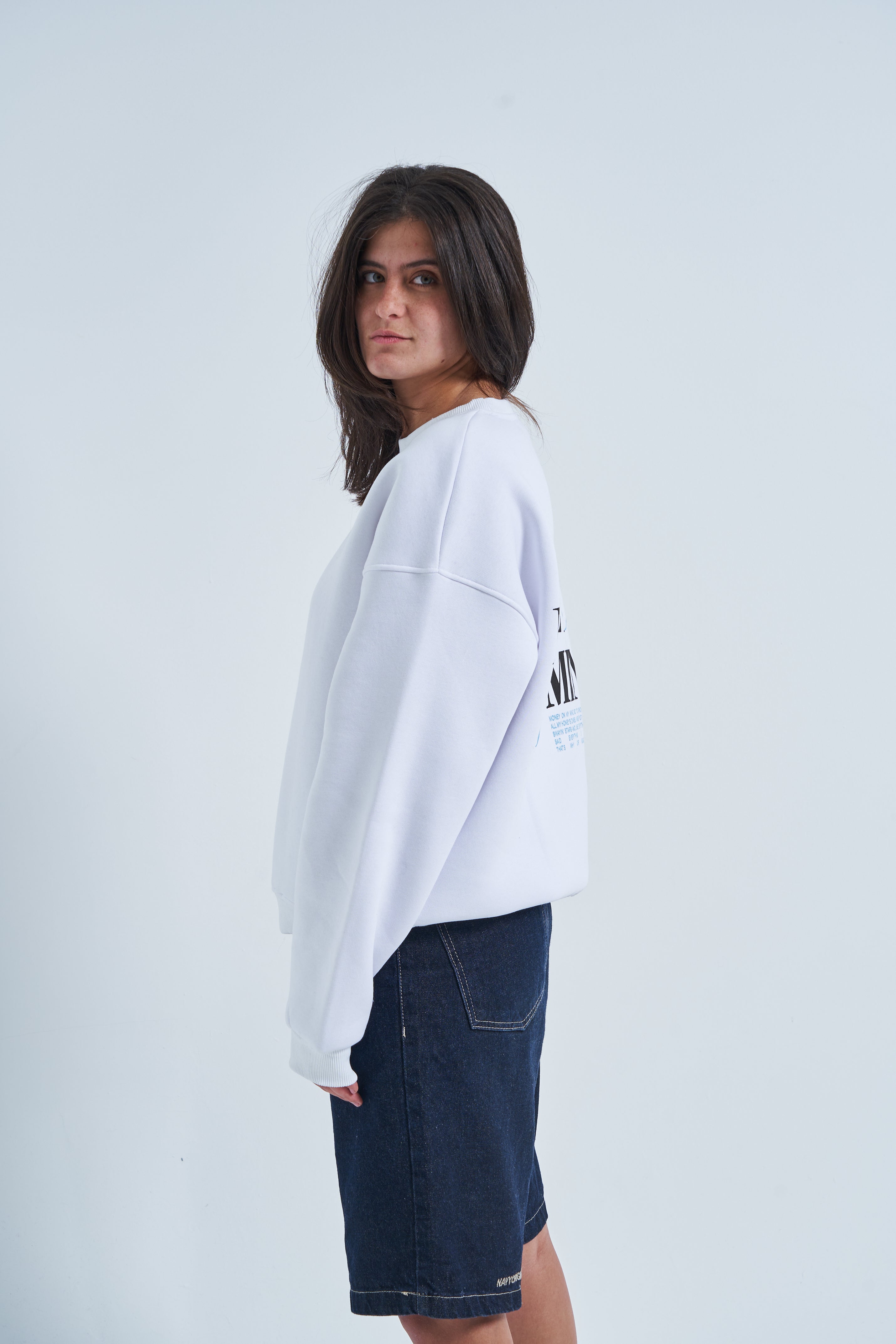 Money Mind Crewneck in White