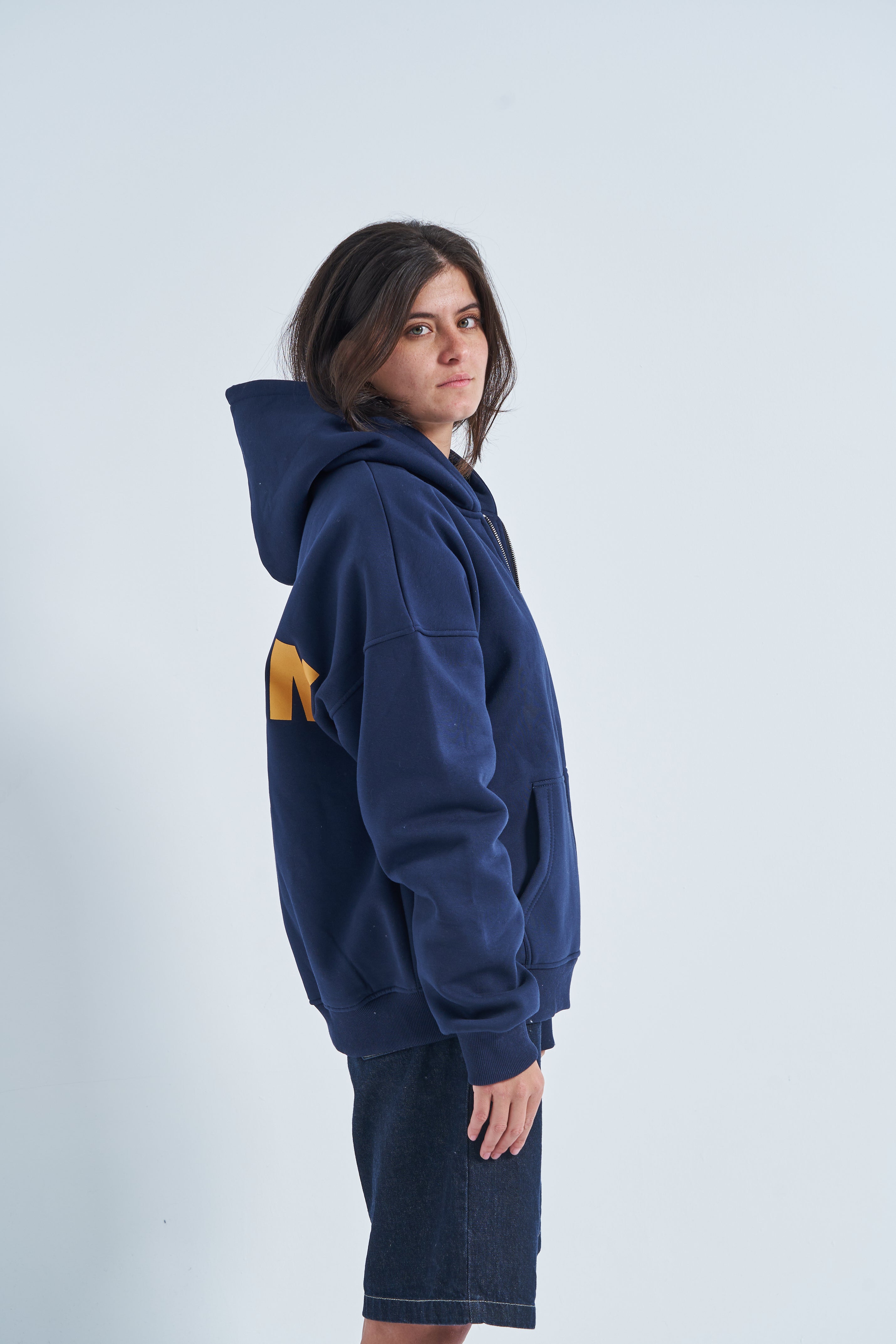 illusion jacket in navy blue